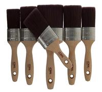 Coral 31749 Aspire 6 Piece Paint Brush Set Professional Firm Straight Cut Oval Profile for Fast Accurate Ultra-Smooth Finish with Trade Emulsion Gloss FSC Wood 2X 1.5", 2X 2", 3", 2" Angled Stubby
