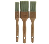 Coral 31857 Earthwise 3 piece Paint Brush set with Eco-Friendly FSC Wooden Handle and Fine Filaments 1" 1.5", 2"
