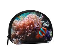 Coral and Fish Coin Purse Personalized Coin Bag for Women Men Change Purse Small Wallets with Zipper Mini Shell Coin Pouch Outdoor Shopping Change Storage Bag Handbags Gifts