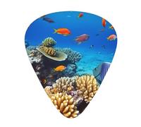 Coral And Sea Fish Guitar Plectrums, 12 Pcs Lightweight Guitar Plectrums, 0.46mm/0.71mm/0.96mm Thickness For Acoustic Guitar Acoustic Electric Guitar Ukulele Bass