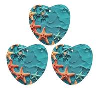 Coral And Starfish Car Air Freshener, 3 Pcs Love form Hanging Air Freshener Cards, Long Lasting Fragrance Scented Cards for Car, Home, Office White-style