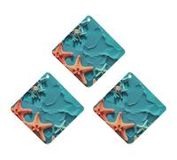 Coral And Starfish Car Air Freshener, 3 Pcs Rhombus Hanging Air Freshener Cards, Long Lasting Fragrance Scented Cards for Car, Home, Office White-style