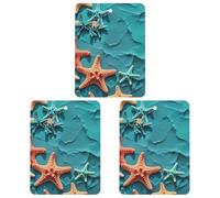 Coral And Starfish Car Air Freshener, 3 Pcs Square Hanging Air Freshener Cards, Long Lasting Fragrance Scented Cards for Car, Home, Office Black-style