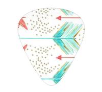 Coral And Teal Arrows 12-Pack Guitar Picks Set â€“ Unique Single-Sided Printed Picks With Abs Material For Acoustic, Electric Guitars & Ukuleles
