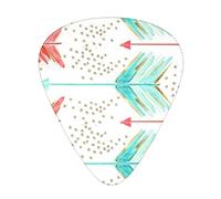 Coral And Teal Arrows Guitar Picks 12 Pack, Includes Thin, Medium & Heavy For Acoustic Guitar,Ukulele Etc.