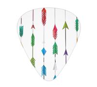 (Coral And Teal Arrows) Guitar Picks Set Of 12 With Transparent Plastic Box For Bass Electric And Acoustic Guitars Ukulele