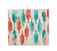 Coral And Teal Arrows - Kitchen Drying Mats for Dishes Washable Absorbent Dish Draining Mat Heat Resistant Drying Pad for Countertop 16 x 18 in