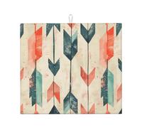 Coral And Teal Arrows - Kitchen Drying Mats for Dishes Washable Absorbent Dish Draining Mat Heat Resistant Drying Pad for Countertop 16 x 18 in