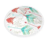 Coral And Teal Arrows Print Christmas Tree Skirt Perfect For Christmas, New Year Seasonal Celebrations