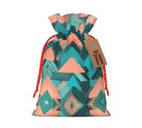 Coral And Teal Arrows Print Drawstring Gift Bags,For Holiday Season,Birthdays,Anniversaries And Any Special Occasion