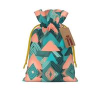 Coral And Teal Arrows Print Drawstring Gift Bags,For Holiday Season,Birthdays,Anniversaries And Any Special Occasion
