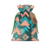 Coral And Teal Arrows Print Drawstring Gift Bags,For Holiday Season,Birthdays,Anniversaries And Any Special Occasion