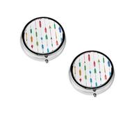 Coral and Teal Arrows -Print Portable Round Pill Box - Stylish Round Pill Organizer for Travel Compartments Gift for Medication Management