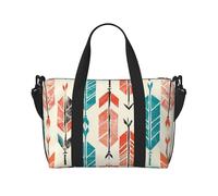 Coral and Teal Arrows Print Travel Duffel Bag, Lightweight Water-Resistant Weekender Spacious Gym & Travel Bag for Men, Women & Teens