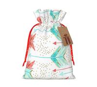Coral And Teal Arrows Printing 4.7x6.9 In Christmas Bag With Drawstring,Ideal For Adults To Wrap Gifts For Christmas Halloween