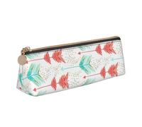 Coral and Teal Arrows Triangle Leather Case Multi Functional Cosmetic Bag Portable Makeup and Stationery Storage Bag , White, One Size, Lightweight, White, One Size, Lightweight