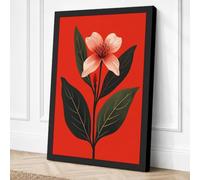 Coral Bloom Botanical Canvas Wall Art Print 24x16 Inch