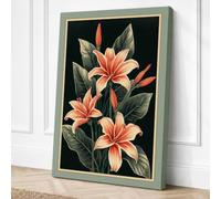 Coral Blooms and Foliage Canvas Wall Art Print 30x20 Inch (76 x 51 cm)