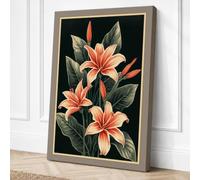 Coral Blooms and Foliage Canvas Wall Art Print 30x20 Inch (76 x 51 cm)