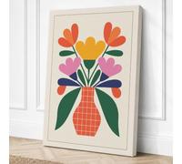 Coral Blooms in Vase Canvas Wall Art Print 18x12 Inch (46 x 30 cm)