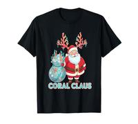 Coral Claus Santa Ocean Christmas Coastal Beach Holiday Fun T-Shirt
