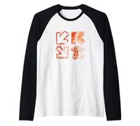 Coral Color Double Bear Arrows Coral Graphic Raglan Baseball Tee