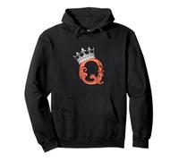 Coral Color Letter Q Initial + Crown Coral Graphic Pullover Hoodie