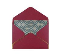 Coral Coloured Patterns Print Horizontal Gold-Edged Pearl Greeting Card W/Envelope-Holiday,Birthday,Anniversary,Party(2pcs)