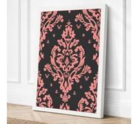 Coral Damask Vintage Canvas Wall Art Print 18x12 Inch (46 x 30 cm)