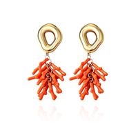 Coral Earrings for Women Shell Starfish Coral Earrings Red Orange Blue Acrylic Earrings Boho Chunky Lightweight Trendy Jewelry Accessories, Medium, Alloy Steel, No Gemstone