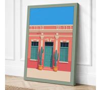 Coral Facade with Turquoise Canvas Wall Art Print 18x12 Inch | Ready to Hang, Gallery Wrapped, Fade-Resistant Inks, Securely Packaged, UK Made