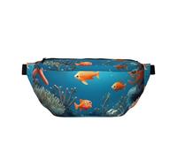 Coral Fish Underwater Crossbody Waist Bag.Large Capacity, Waterproof And Dustproof, Secure Zipper, Suitable For Travel And Outdoor Activities., Black, One Size