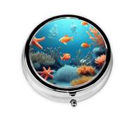 Coral Fish Underwatera Small Three-Compartment Medicine Box That Can Be Placed in Your Pocket Or Purse and Can Store Vitamins.