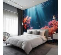 Coral Fish Wallpaper, Underwater World Wallpaper for Living Room, Bedroom, Non-Woven Decor Wall Paper, Photo Mural Dining Room, Hallway, Lounge, 150 X 105 cm qxf33