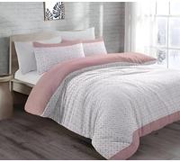 Coral Fleece Duvet Cover Set with Pillowcase, Super Soft Teddy Sherpa Fleece Quilt Cover with Zip Closure, Printed Warm Bedding Set for Ultimate Comfort (Pink, Super King)