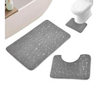 Coral Fleece Mat - Coral Fleece Bathroom Carpet Set | Fluffy Quick Dry Set, Pebblehead Design Coral Pile Bathroom Rug for Kitchen, Office, Toilet, Home Accessories