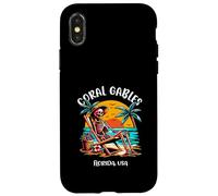Coral Gables Florida Funny Skeleton in the Hot Sun Design Case for iPhone X/XS