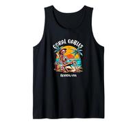 Coral Gables Florida Funny Skeleton in The Hot Sun Design Tank Top