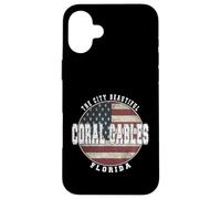 Coral Gables Florida, Vintage American flag Case for iPhone 16 Plus