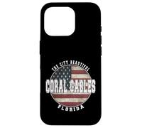Coral Gables Florida, Vintage American flag Case for iPhone 16 Pro