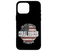 Coral Gables Florida, Vintage American flag Case for iPhone 16 Pro Max