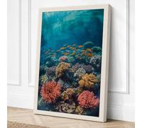 Coral Garden Below Coastal Canvas Wall Art Print 18x12 Inch (46 x 30 cm)