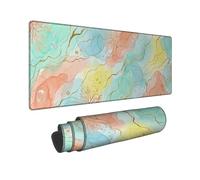 Coral Large Mouse Pad, Abstract Oceanic Bubbles Waves Summer Aqua Rubber Non Slip Aesthetic Long Keyboard Mat Decor for Home Office Work Gaming Desk 12x32 Inch