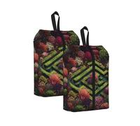 Coral Maze Printed Travel Shoe Storage Bag Waterproof Jacquard Fabric is Lightweight, with Strong Handle and Central Zipper.