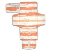 Coral Orange Beige White Stripe Pattern Reusable Changing Table Pads with Tissue Pocket Waterproof Changing pad with Built-in Pillow cambiadores de pa?ales para Bebes
