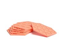 Coral Orange Silicone Drinks Coasters set of 6 by Stone & Thyme - a UK Brand. Scandinavian Style Hexagon Coasters, Non Slip, Heatproof, Easy to Clean, for Indoor and Outdoor use (Coral, Coaster)