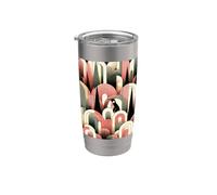 Coral Pink Cream Geometric Abstract Art Deco Penguin Forest Stainless Steel Insulated Tumbler