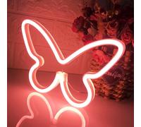 Coral Pink LED Neon Light Logo Colorful Butterfly Shape USB/AA Battery Dual Use Girl Gift Cute, Safe, Lightweight, Energy Saving Night Light