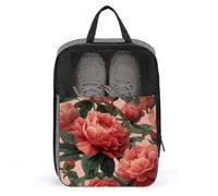 Coral Pink Peonies Shoe Bag for Travel Daily Use Anti-dust Storage Carrier Golf Shoe Pouch
