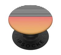 Coral Pink Sunset Ombre Minimal White Black Lines Stripes PopSockets Swappable PopGrip